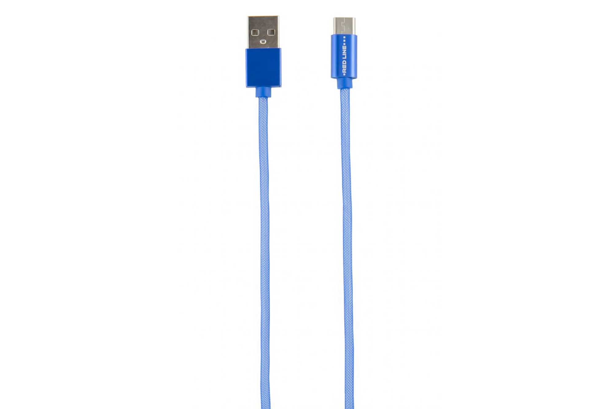 Дата-кабель Круглый Red Line USB - Type-C fishnet, синий УТ000013947