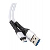 Дата-кабель mObility USB – microUSB, 3А, тканевая оплетка, белый...