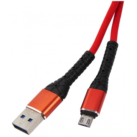 Дата-кабель mObility USB – microUSB, 3А, тканевая оплетка, красный УТ000024531 - фото 1