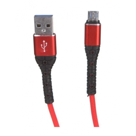 Дата-кабель mObility USB – microUSB, 3А, тканевая оплетка, красный УТ000024531 - фото 2