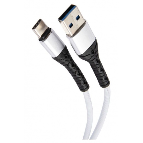 Дата-кабель mObility USB – Type-C, 3А, тканевая оплетка, белый УТ000024537 - фото 1