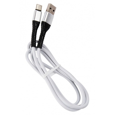 Дата-кабель mObility USB – Type-C, 3А, тканевая оплетка, белый УТ000024537 - фото 2
