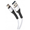 Дата-кабель mObility USB – Type-C, 3А, тканевая оплетка, белый У...