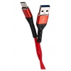 Дата-кабель mObility USB – Type-C, 3А, тканевая оплетка, красный...