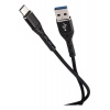 Дата-кабель mObility USB – Type-C, 3А, тканевая оплетка, черный ...