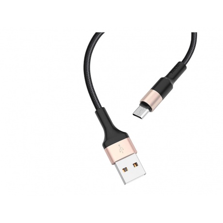 Дата-кабель Hoco RA3, USB - Micro-USB, 2.4A, нейлон, быстрая зарядка, черный-золотой - фото 2