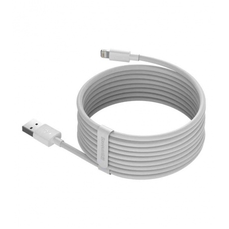 Дата-кабель Baseus Simple Wisdom Kit TZCALZJ-02, USB - Lightning, 2.4A, 1.5m, белый, 2шт. (30316) - фото 2