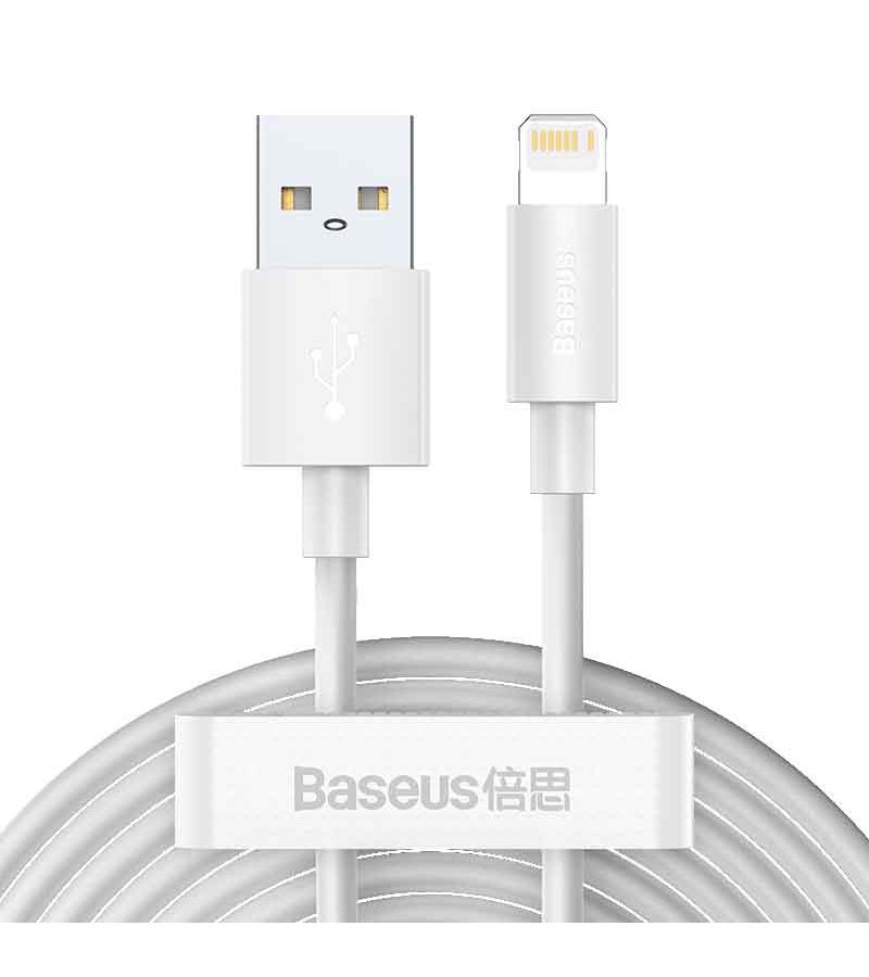 Дата-кабель Baseus Simple Wisdom Kit TZCALZJ-02, USB - Lightning, 2.4A, 1.5m, белый, 2шт. (30316) кабель baseus simple wisdom kit tzcalzj 02 usb to apple lightning 1 5m 2шт white