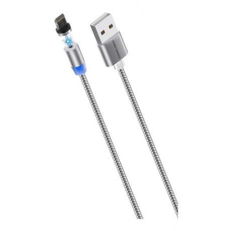 Дата-кабель More choice Smart USB 2.4A для Lightning 8-pin Magnetic K61Si нейлон 1м (Dark Grey) - фото 1