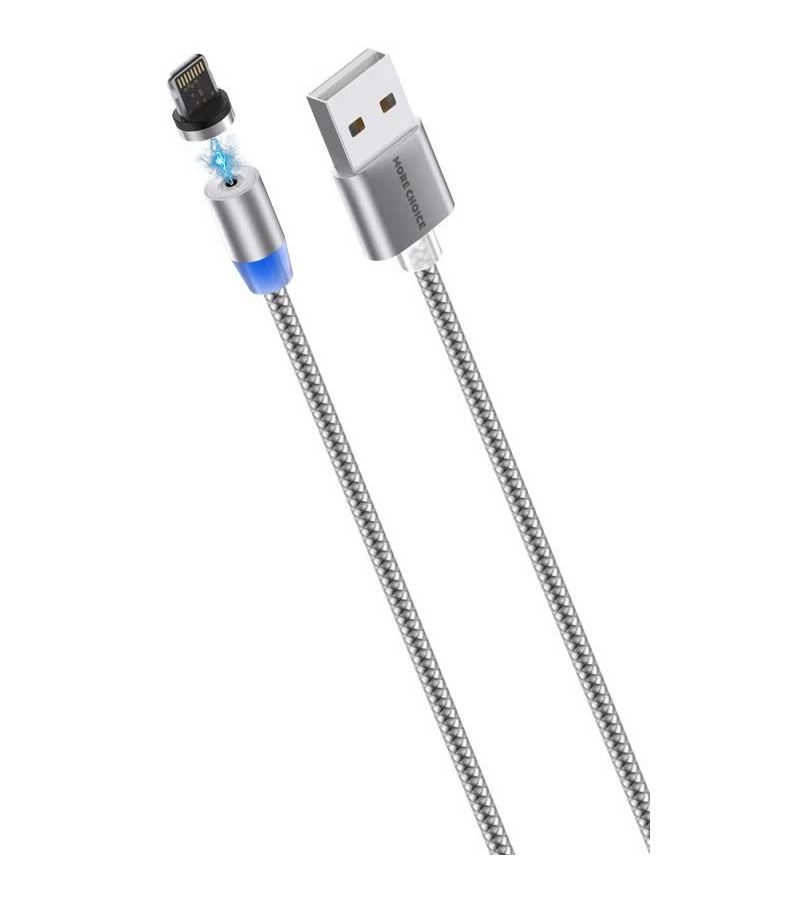 Дата-кабель More choice Smart USB 2.4A для Lightning 8-pin Magnetic K61Si нейлон 1м (Dark Grey) кабель more choice k61sa 1м dark grey smart usb 3 0a для type c