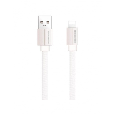 Дата-кабель More choice USB 2.1A для Lightning 8-pin плоский K20i нейлон 1м (White) - фото 1