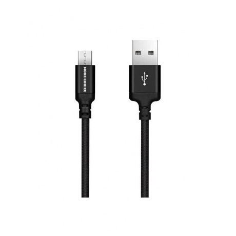 Дата-кабель More choice USB 2.1A для micro USB K12m нейлон 1м (Black) - фото 1