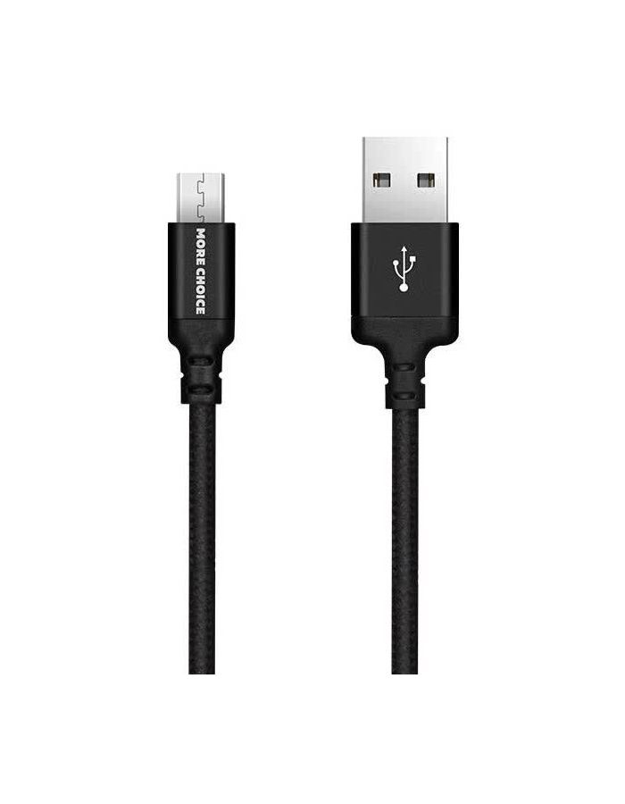 Дата-кабель More choice USB 2.1A для micro USB K12m нейлон 1м (Black)