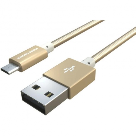 Дата-кабель More choice USB 2.1A для micro USB K31m металл 1м (Gold) - фото 1
