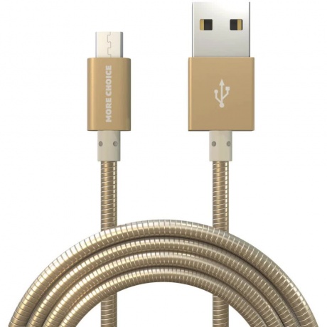 Дата-кабель More choice USB 2.1A для micro USB K31m металл 1м (Gold) - фото 2