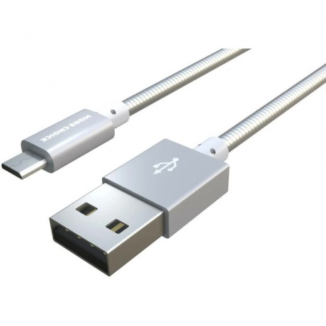 Дата-кабель More choice USB 2.1A для micro USB K31m металл 1м (Silver) - фото 1