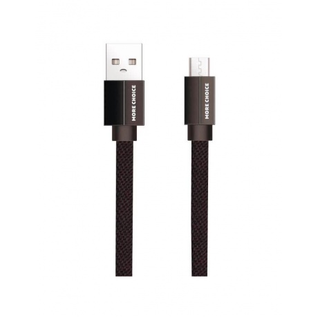 Дата-кабель More choice USB 2.1A для micro плоский USB K20m нейлон 1м (Black) - фото 1