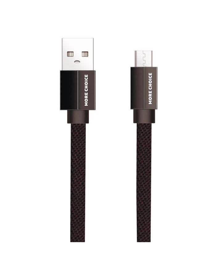 Дата-кабель More choice USB 2.1A для micro плоский USB K20m нейлон 1м (Black)