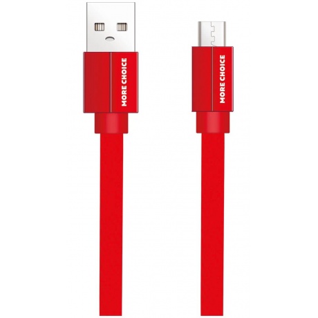Дата-кабель More choice USB 2.1A для micro плоский USB K20m нейлон 1м (Red) - фото 1