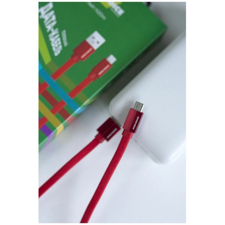 Дата-кабель More choice USB 2.1A для micro плоский USB K20m нейлон 1м (Red) - фото 4