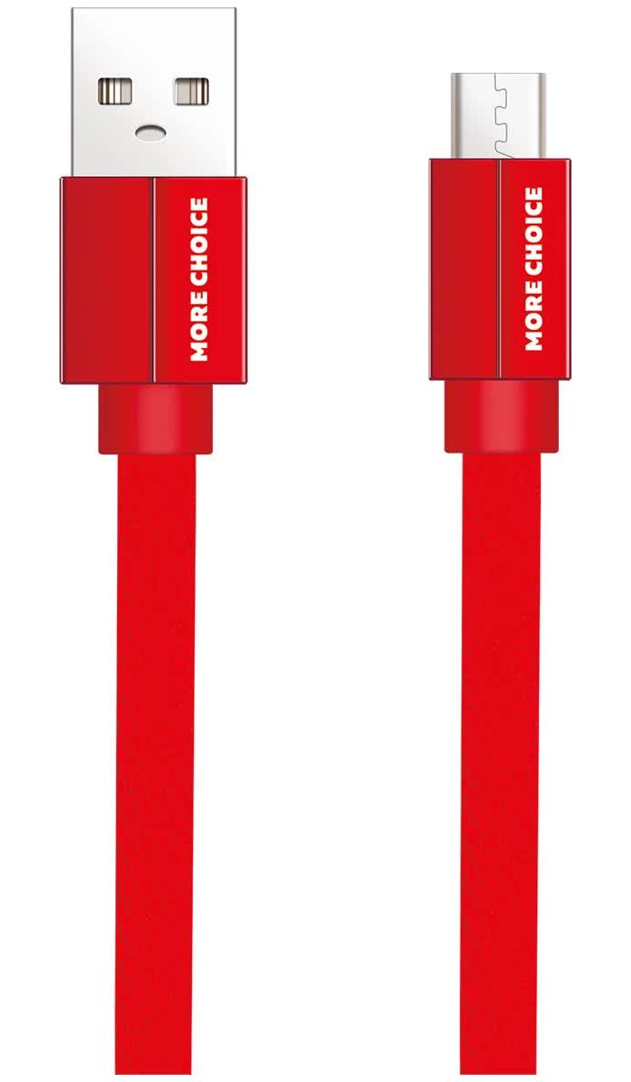 цена Дата-кабель More choice USB 2.1A для micro плоский USB K20m нейлон 1м (Red)