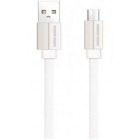 Дата-кабель More choice USB 2.1A для micro плоский USB K20m нейлон 1м (White) - фото 1