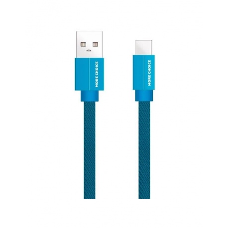Дата-кабель More choice USB 2.1A для Type-C плоский K20a нейлон 1м (Blue) - фото 1