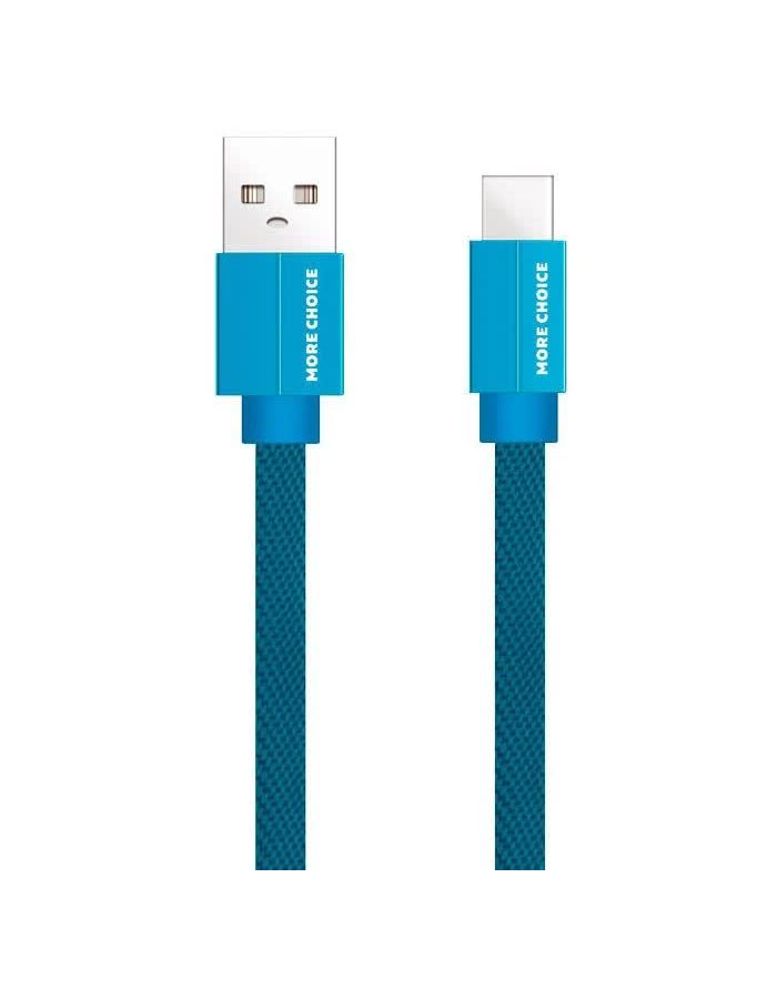 Дата-кабель More choice USB 2.1A для Type-C плоский K20a нейлон 1м (Blue) дата кабель morechoice usb 2 1a для type c плоский k20a нейлон 1м black