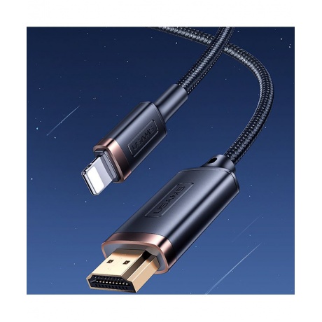 Кабель USAMS US-SJ509 U70 HDMI - Lightning, версия 1.4, 2м, нейлоновая оплетка, черный (SJ509HD01) - фото 2
