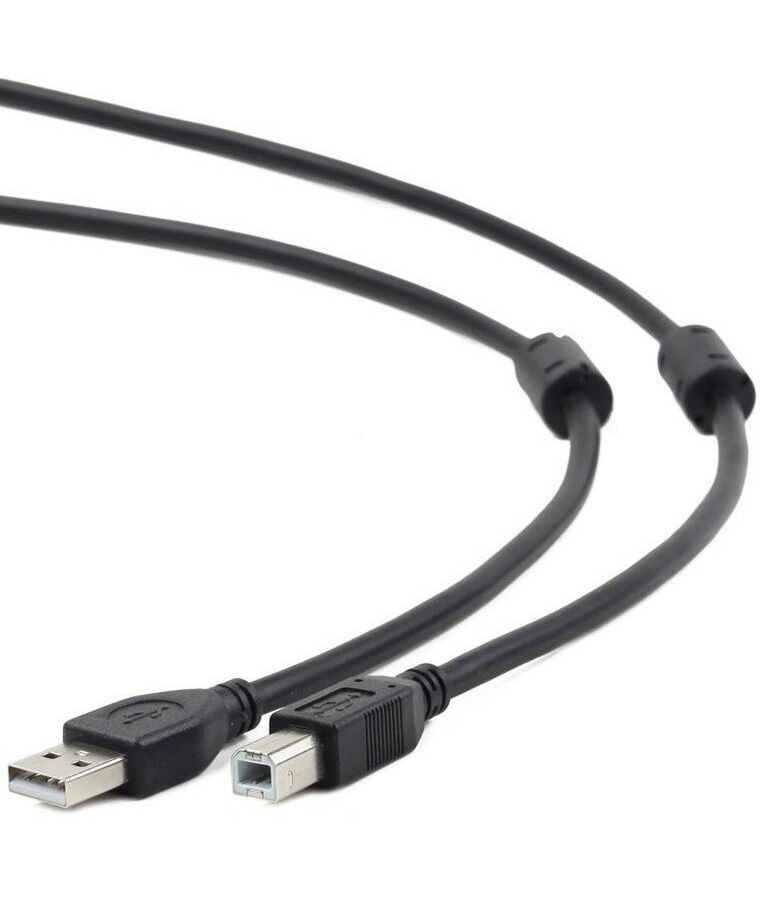 Кабель USB 2.0 Pro Cablexpert CCF2-USB2-AMBM-6 (1.8м, AM/BM, экран, 2 феррит.кольца, черный, пакет) (CCF2-USB2-AMBM-6) gembird кабель usb 2 0 am bm 4 5 м gembird cc usb2 ambm 15
