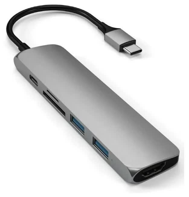 USB-C адаптер Satechi Type-C Slim Multiport Adapter V2 серый космос - фото 1