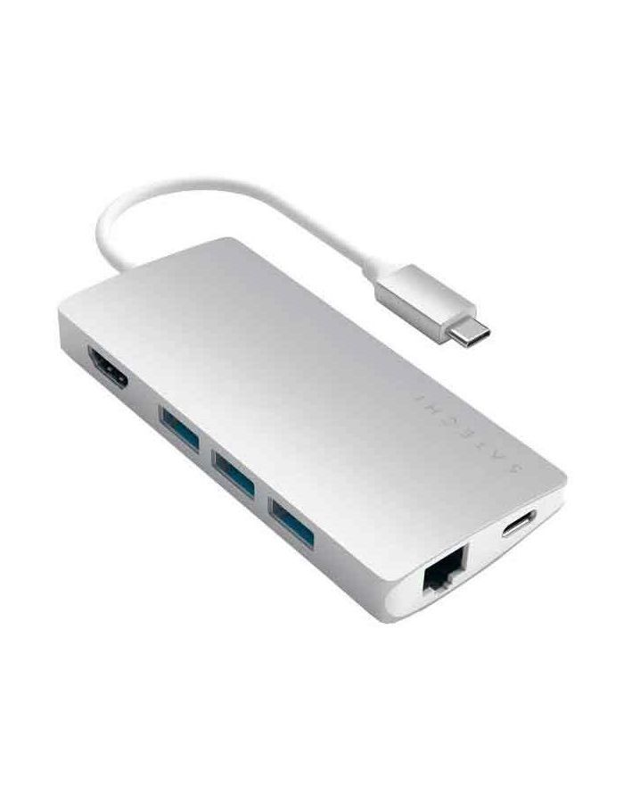 USB-концентратор Satechi Aluminum Multi-Port Adapter V2 серебряный концентратор usb 3 0 vcom telecom dh312a 3 х usb 3 0 rj 45 серый
