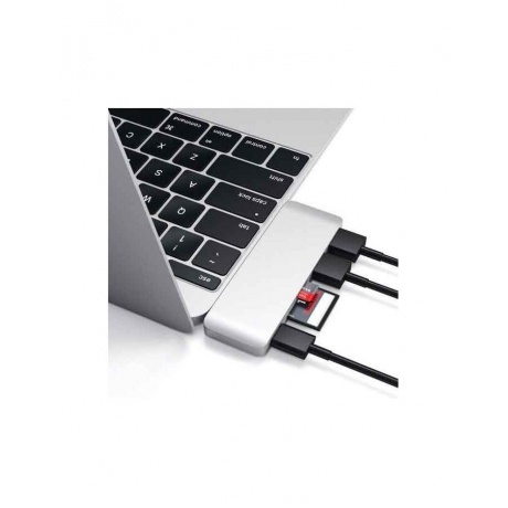 USB-хаб Satechi Type-C USB 3.0 Passthrough Hub для Macbook 12&quot; серебряный - фото 5