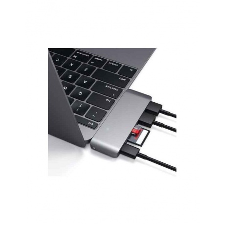 USB-хаб Satechi Type-C USB 3.0 Passthrough Hub для Macbook 12 серый космос - фото 5