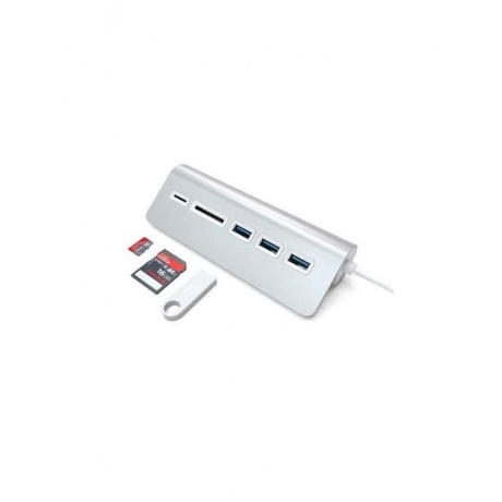 USB-хаб и кардридер Satechi Aluminum USB 3.0 Hub &amp; Card Reader серебряный - фото 3
