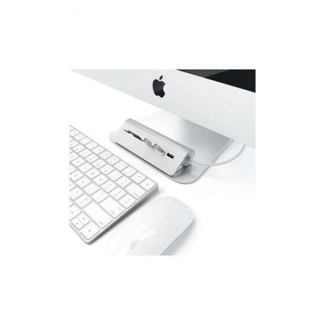 USB-хаб и кардридер Satechi Aluminum USB 3.0 Hub &amp; Card Reader серебряный - фото 5