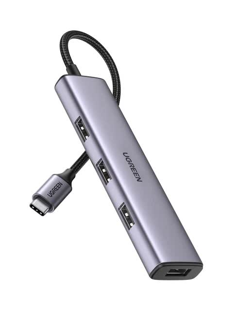 USB-Хаб UGREEN CM473 (20841) USB-C to 4*USB 3.0 Hub серый хаб ugreen cm473 20805 usb 3 0 to 4 usb 3 0 hub цвет серый космос