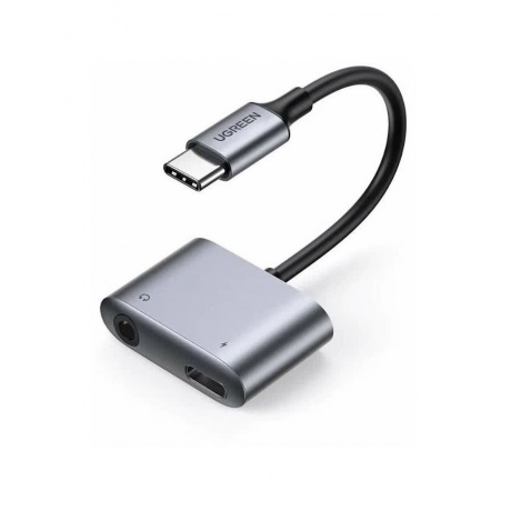 Адаптер UGREEN CM231 (60164) USB-C to 3.5mm Audio Adapter with PD серый - фото 1