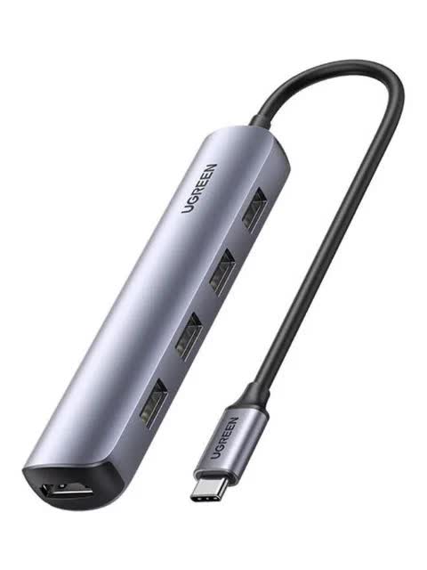 Адаптер UGREEN CM417 (20197) USB-C to 4*USB 3.0+HDMI Adapter серый адаптер ugreen cm151 50291 usb to hdmi digital av adapter серый