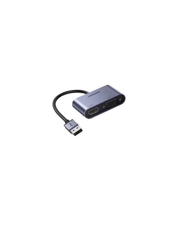 Адаптер UGREEN CM449 (20518) USB 3.0 to HDMI+VGA Card 1080P серый разветвитель сплиттер gsmin an 34 hdmi 2 x hdmi vga 4k 60 гц 3d серебристый