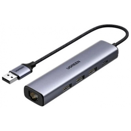 Адаптер UGREEN CM475 (20932) USB-C Multifunction Gigabit Ethernet Adapter with PD серый космос - фото 1