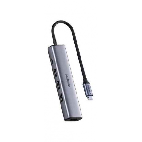 Адаптер UGREEN CM475 (20932) USB-C Multifunction Gigabit Ethernet Adapter with PD серый космос - фото 2