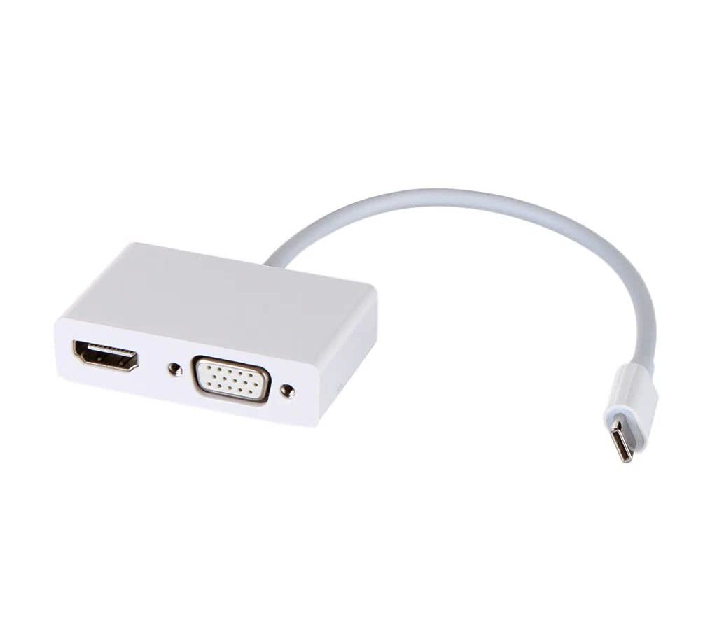 Адаптер UGREEN MM123 (30843) USB Type C to HDMI + VGA Converter белый разветвитель hdmi интерфейса gembird dsp 2ph4 03 2 порта hdmi 1 4 разрешение до 4k