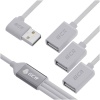Хаб USB GCR Hub 2.0 на 3 порта, 0.35m, гибкий белый GCR-53355
