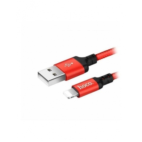 Дата-кабель Hoco X14, USB - Lightning, черно-красный, 2 метра (62899) - фото 1