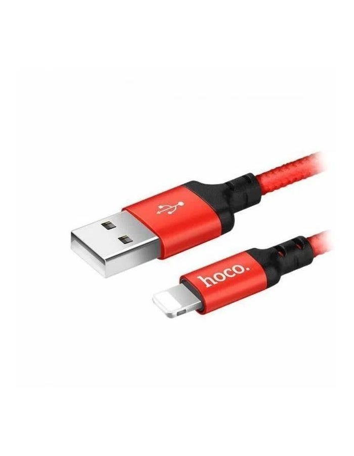 Дата-кабель Hoco X14, USB - Lightning, черно-красный, 2 метра (62899)