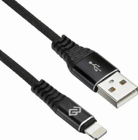 Кабель Digma LIGHT-2M-BRAIDED-BLK USB (m)-Lightning (m) 2м черны...