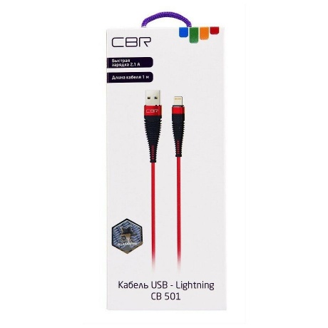 Кабель CBR USB - Lightning 2.1A 1m CB 501 Red - фото 2