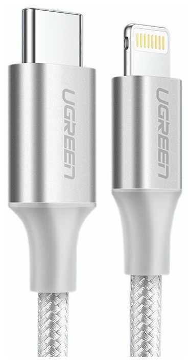 Кабель Ugreen US304 USB-C - Lightning 1m Silver 70523 аксессуар ugreen us304 usb c lightning 2m silver 70525