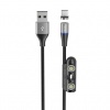 Кабель OLMIO MagCable 3in1, USB2.0 - microUSB/typeC/8-pin, 1.2м,...